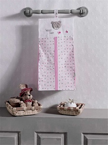 Прикроватная сумка серии Cute Bear розовая, 100% хлопок, размер 30 х 65 см. (Kidboo, 00-0013008_Pink)